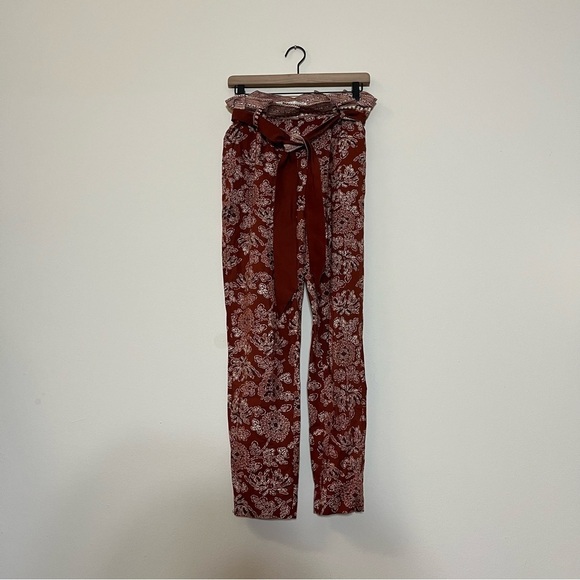 Veronica Beard Clerence Belted High-Rise Pants Rust Multi Size 4 - Picture 9 of 9